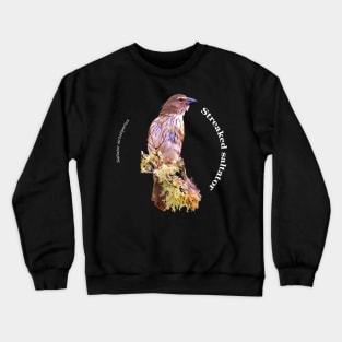 Streaked saltator tropical bird pin white text Crewneck Sweatshirt